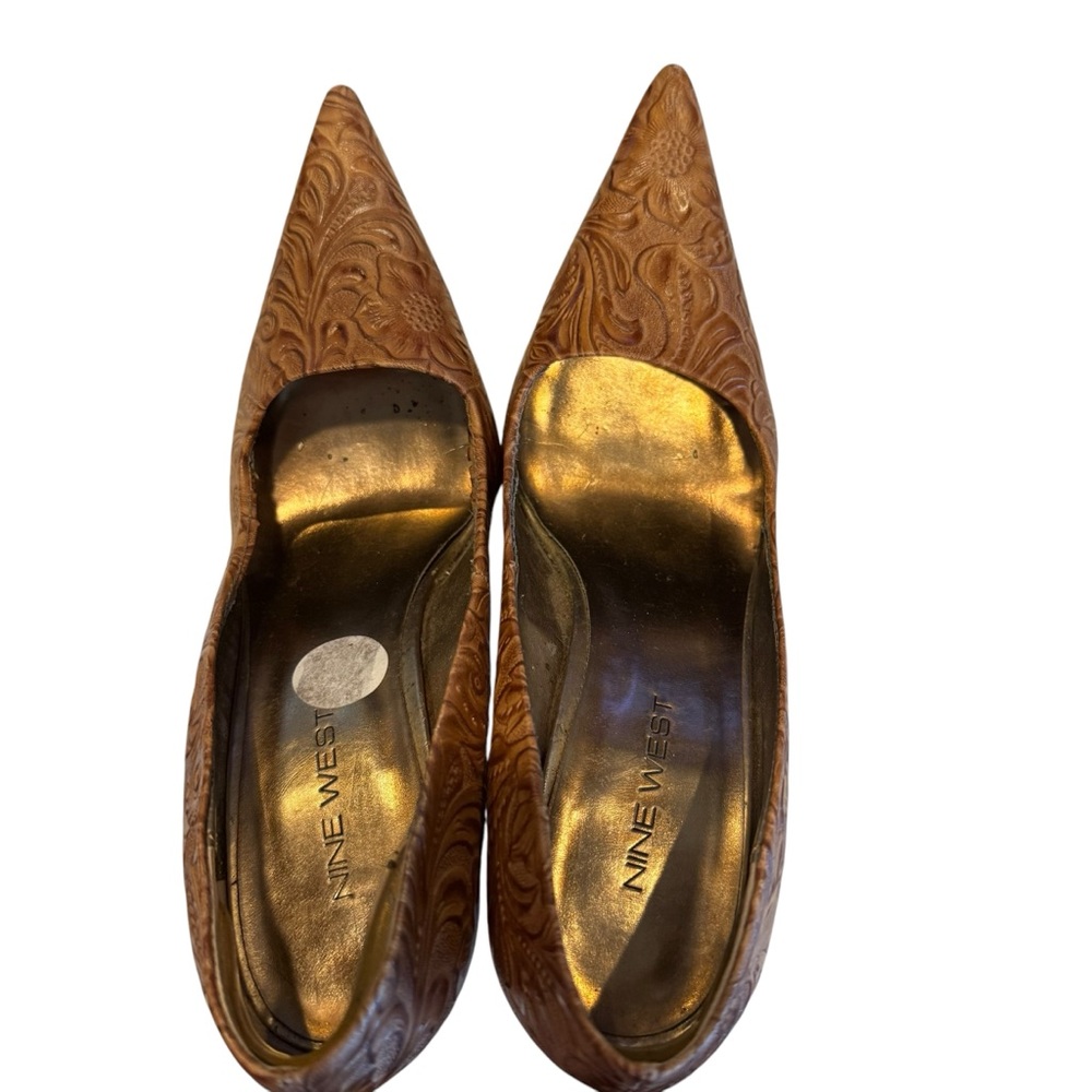 NINE WEST O-HEMLOCKD4 BROWN POINTY TOES LEATHER UPPERS. SIZE 8M. - Picture 4 of 9